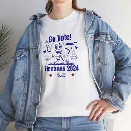 'Go Vote! Elections 2024 *USA*'   Unisex Medium Cotton Tee.