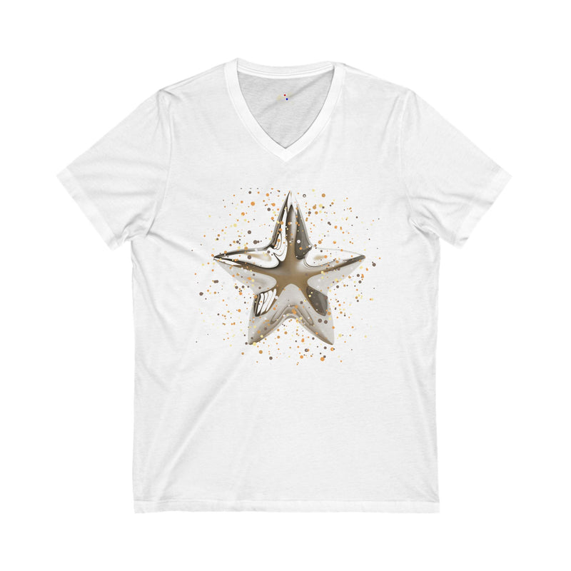 Christmas Star Image Unisex Jersey Short Sleeve V-Neck Tee.