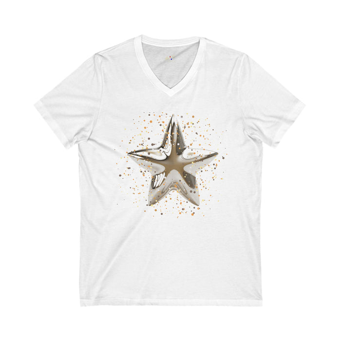 Christmas Star Image Unisex Jersey Short Sleeve V-Neck Tee.