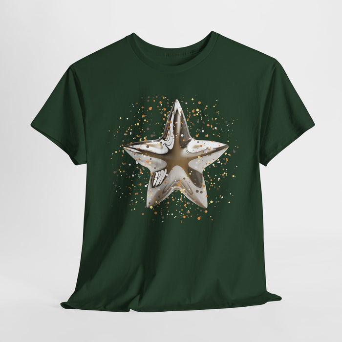Christmas Star image Unisex Heavy Cotton Tee.