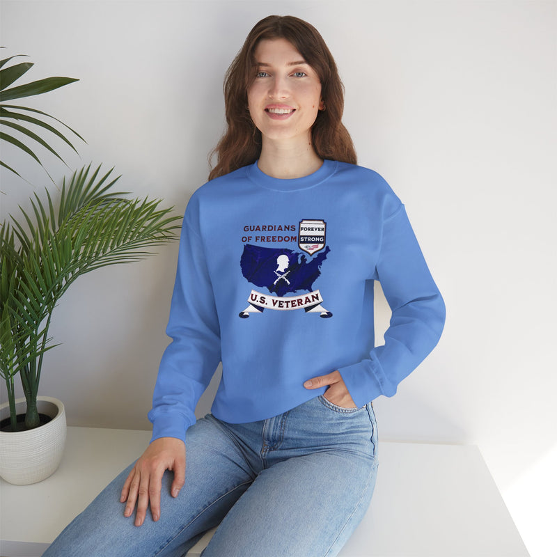'Guardian Of Freedom, U.S. Veteran -Forever Strong-'. Unisex Heavy Blend™ Crewneck Sweatshirt.