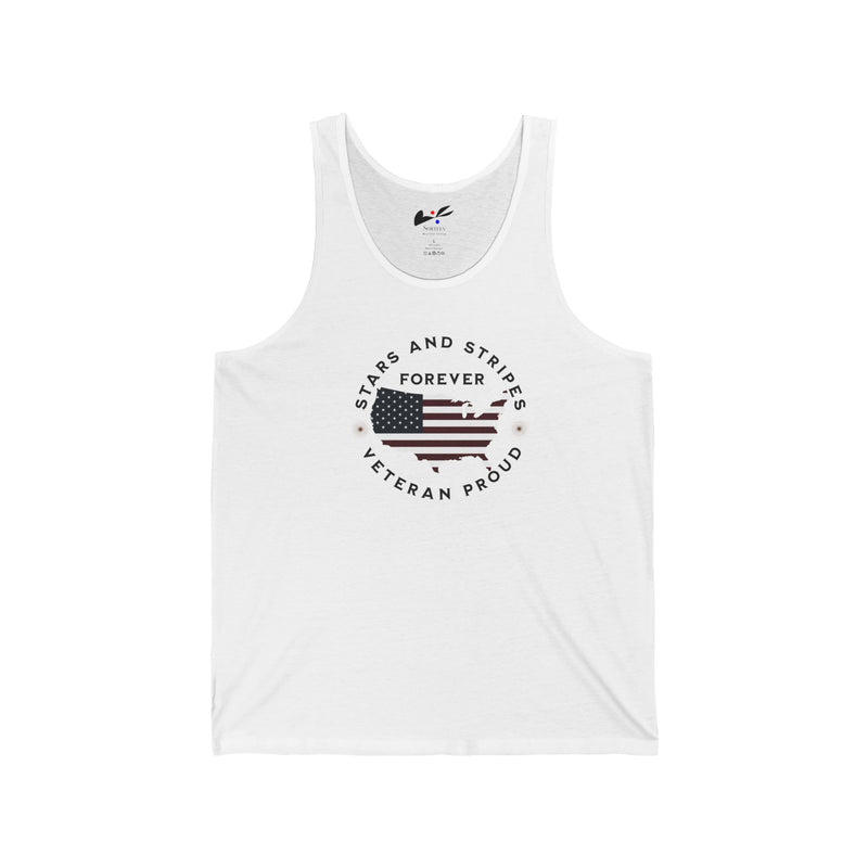 'Stars and Stripes Forever  -Veteran Proud-.' Unisex Jersey Tank.