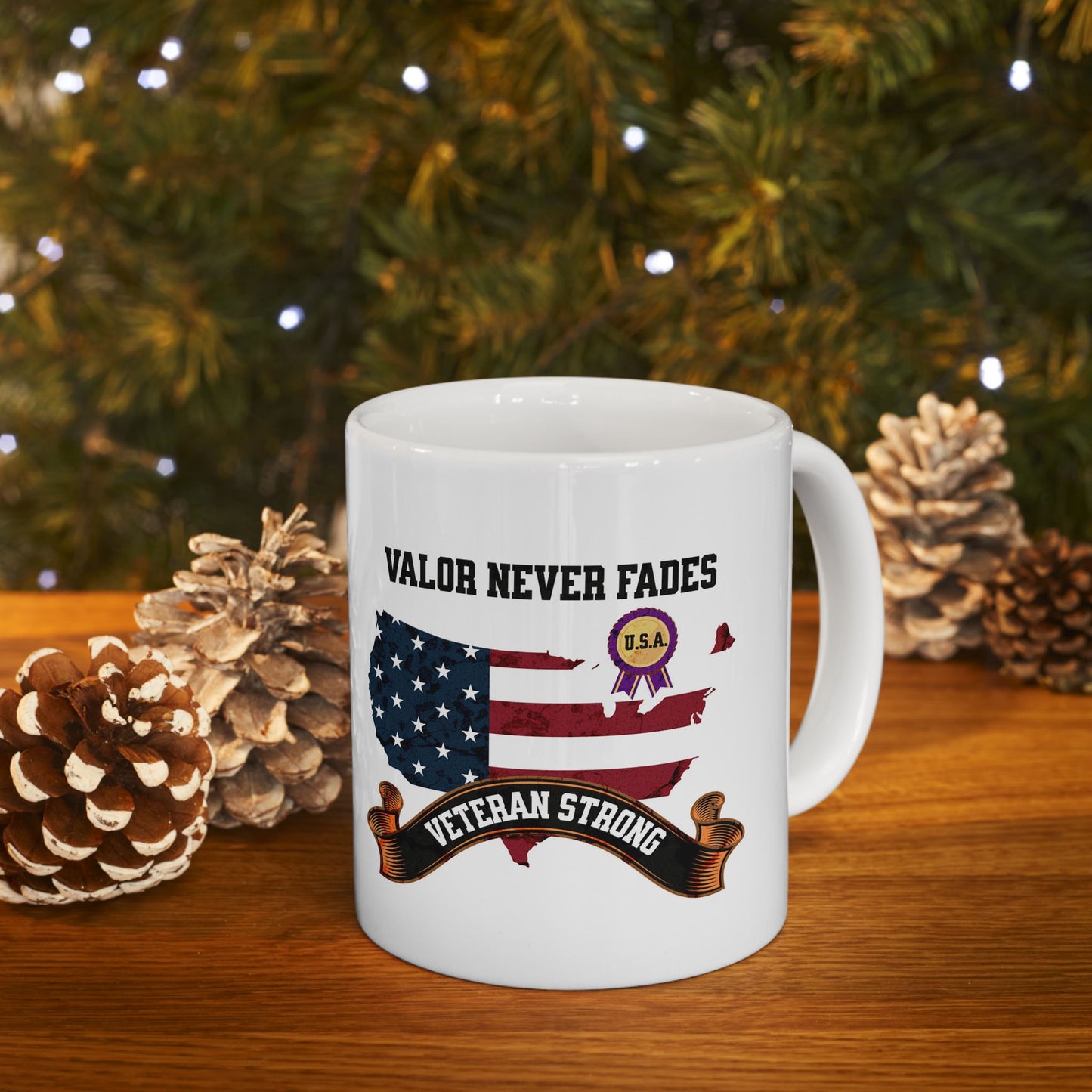 'Valor Never Fades...Veteran Strong' White Ceramic Mug 11oz