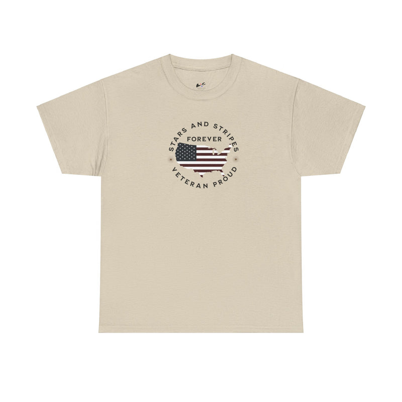 ' Stars and Stripes Forever -Veteran Proud-'. Unisex Heavy Cotton Tee.