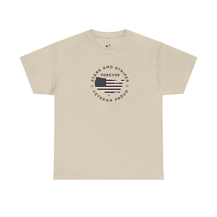 ' Stars and Stripes Forever -Veteran Proud-'. Unisex Heavy Cotton Tee.