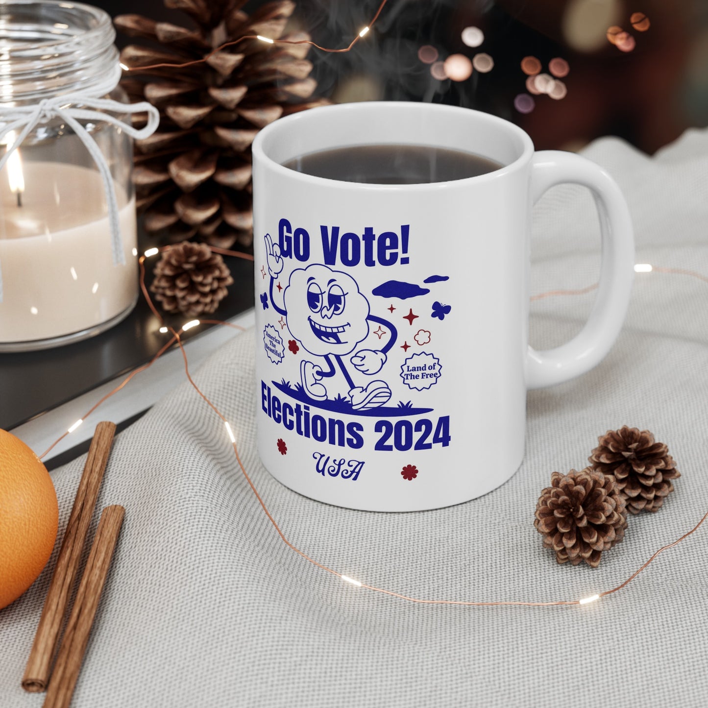 'Go Vote! Elections 2024 *USA*' White Ceramic Mug 11oz.