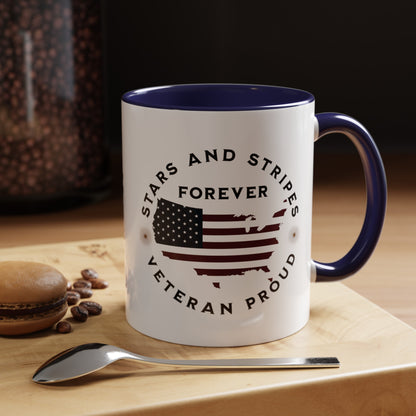 'Stars and Stripes Forever -Veteran Proud-' Accent Coffee Mug, 11oz