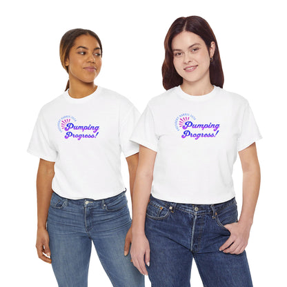 'President Harris 2024. Pumping Progress!.' Unisex Heavy Cotton Tee.