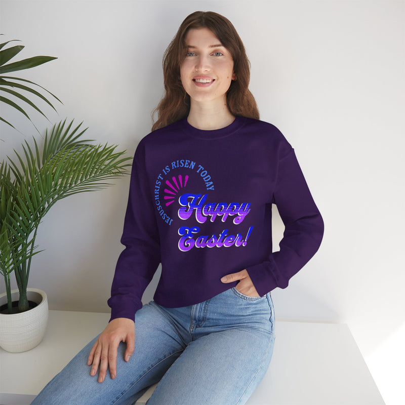 'JesusChrist is risen today...Happy Easter!' Crewneck Sweatshirt - Unisex Heavy Blend with Inspirational Design