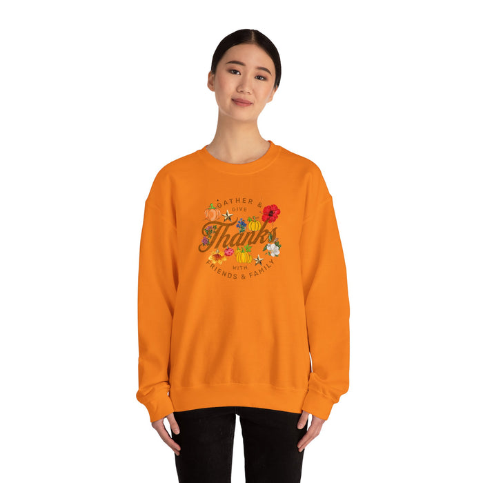 'Gather and Give Thanks with Friends and Family' Unisex Heavy Blend™ Crewneck Sweatshirt.