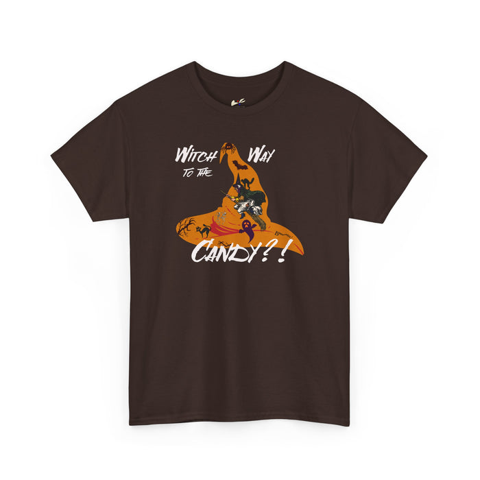 'Witch Way To The Candy?! Unisex Heavy Cotton Tee