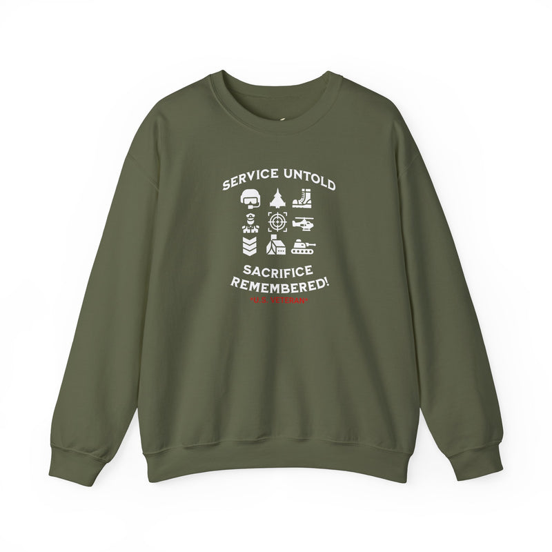 'Service Untold, Sacrifice Remembered! -U.S. Veteran.-'  Unisex Heavy Blend™ Crewneck Sweatshirt.