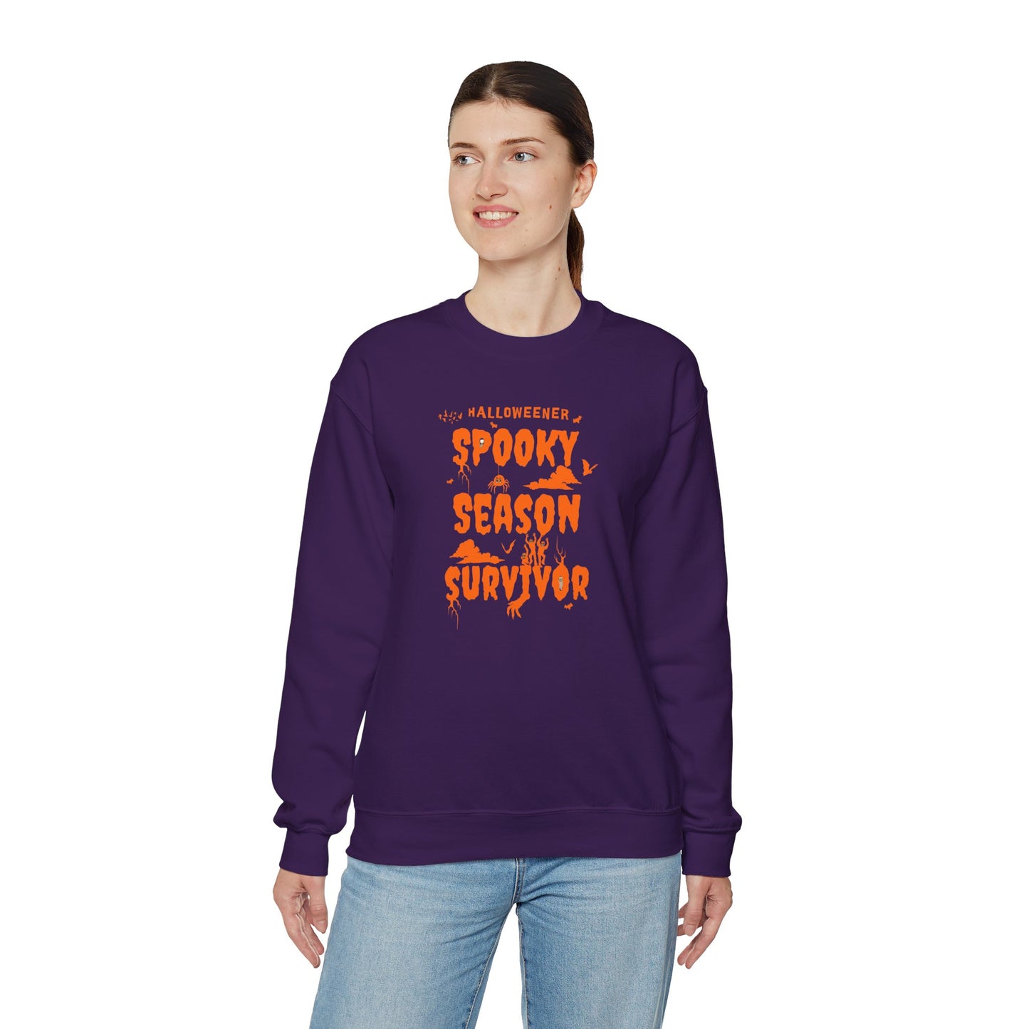 'Spooky Season Survivor' Unisex Heavy Blend™ Crewneck Sweatshirt.