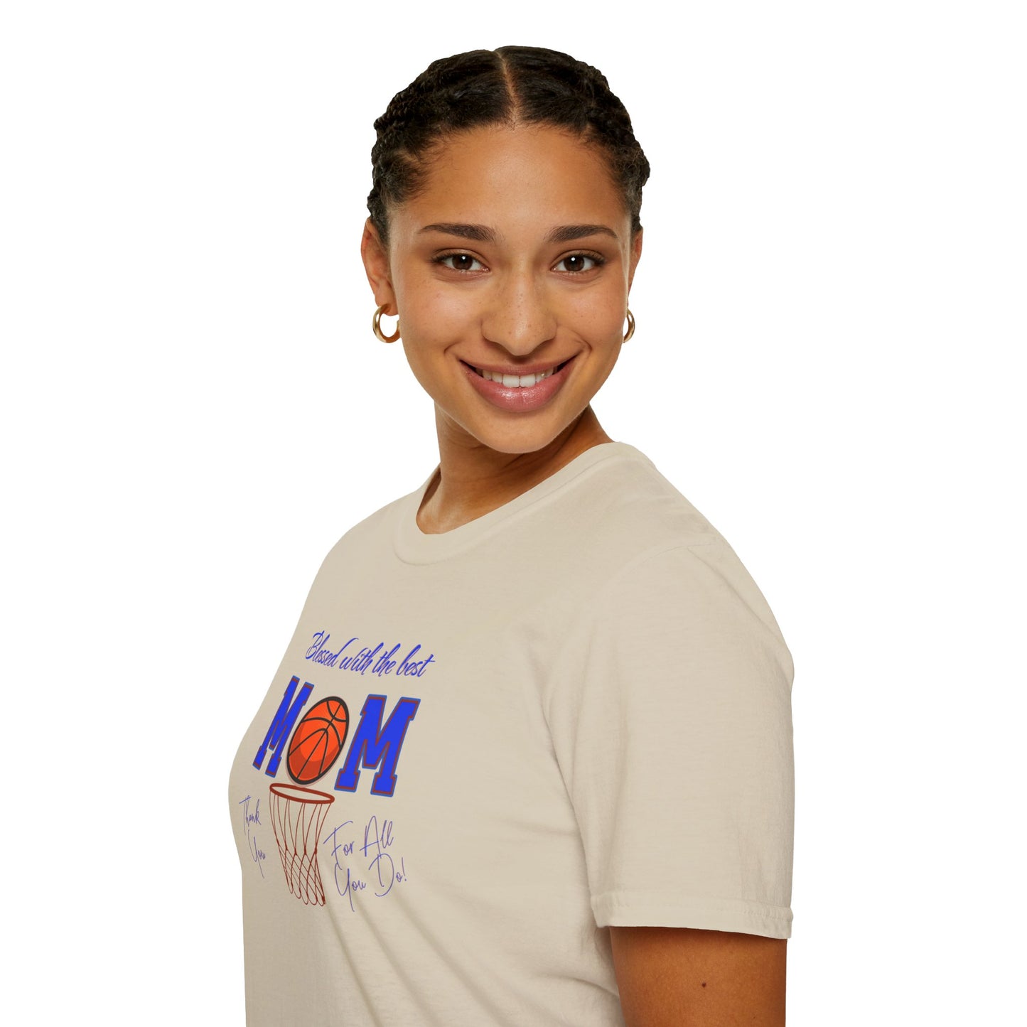 'Blessed with The Best Mom, Thank You For All You Do! Unisex Softstyle T-Shirt.