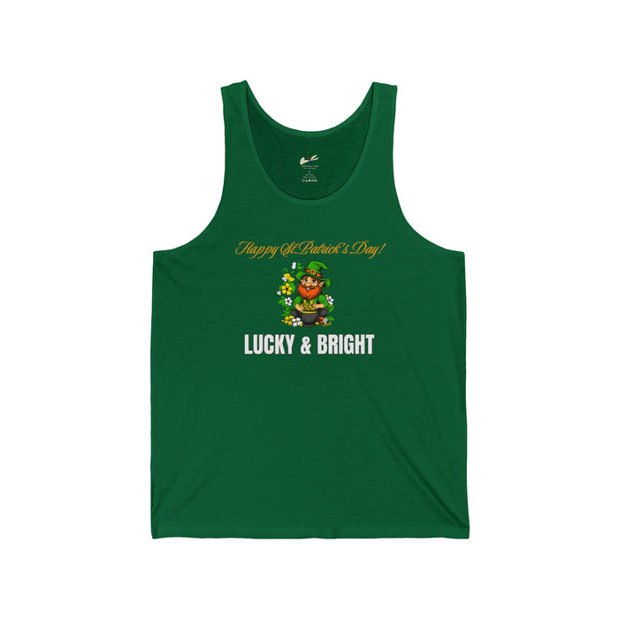 'Happy St. Patrick's Day! Lucky & Bright' Unisex Jersey Tank.