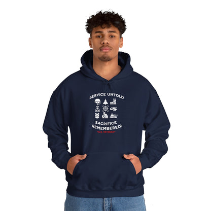 'Service Untold, Sacrificed Remembered -U.S. Veteran-.'Unisex Heavy Blend™ Hooded Sweatshirt.