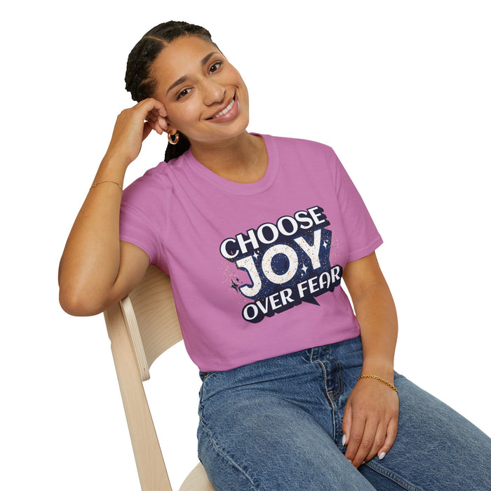 'Choose Joy Over Fear' Unisex Softstyle T-Shirt - Inspirational Graphic Tee for Positivity.