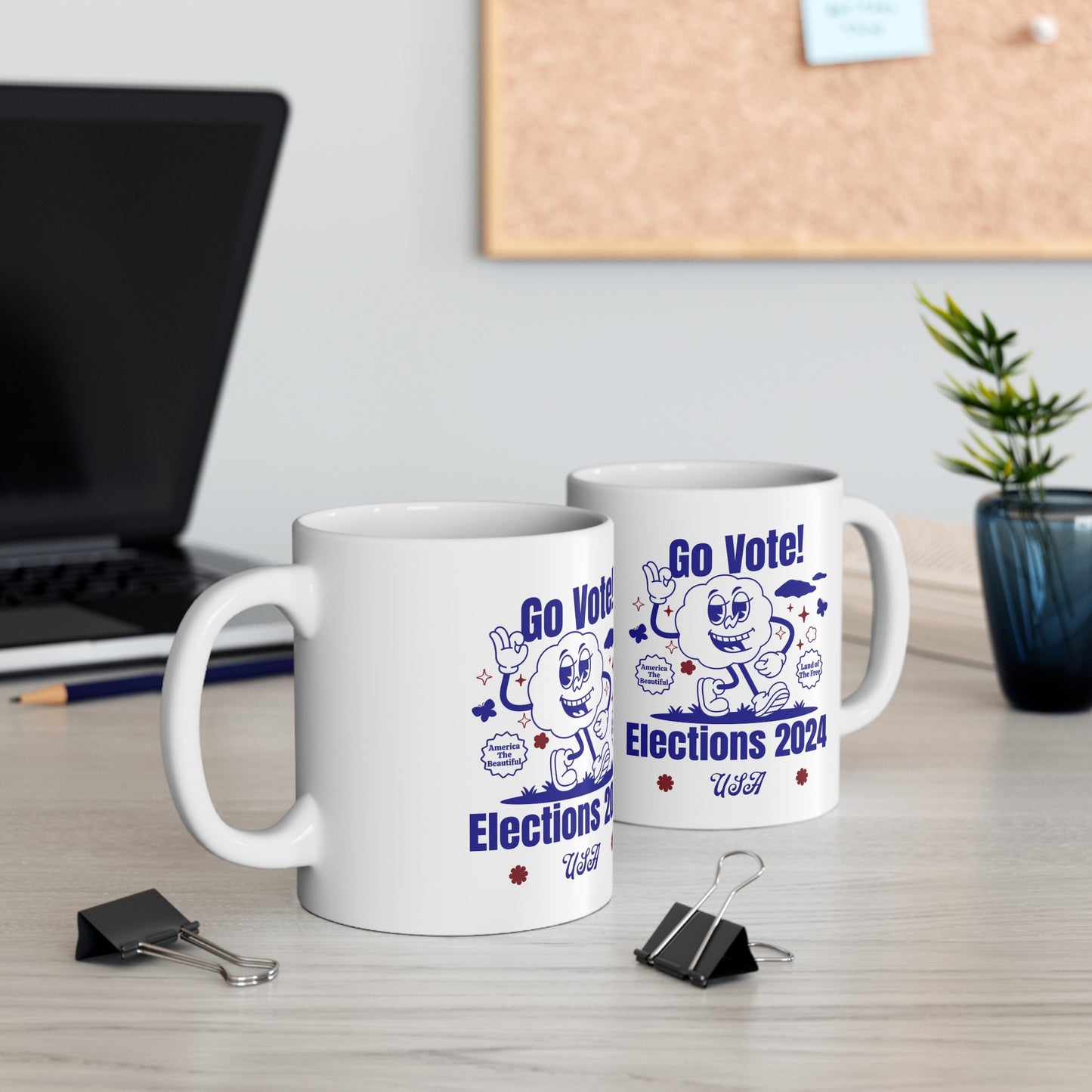 'Go Vote! Elections 2024 *USA*' White Ceramic Mug 11oz.