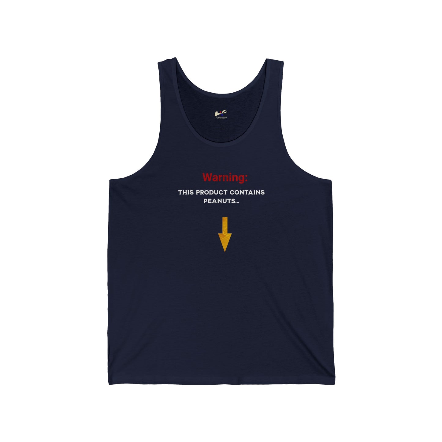 'Warning: This product contains peanuts...' Unisex Jersey Tank.