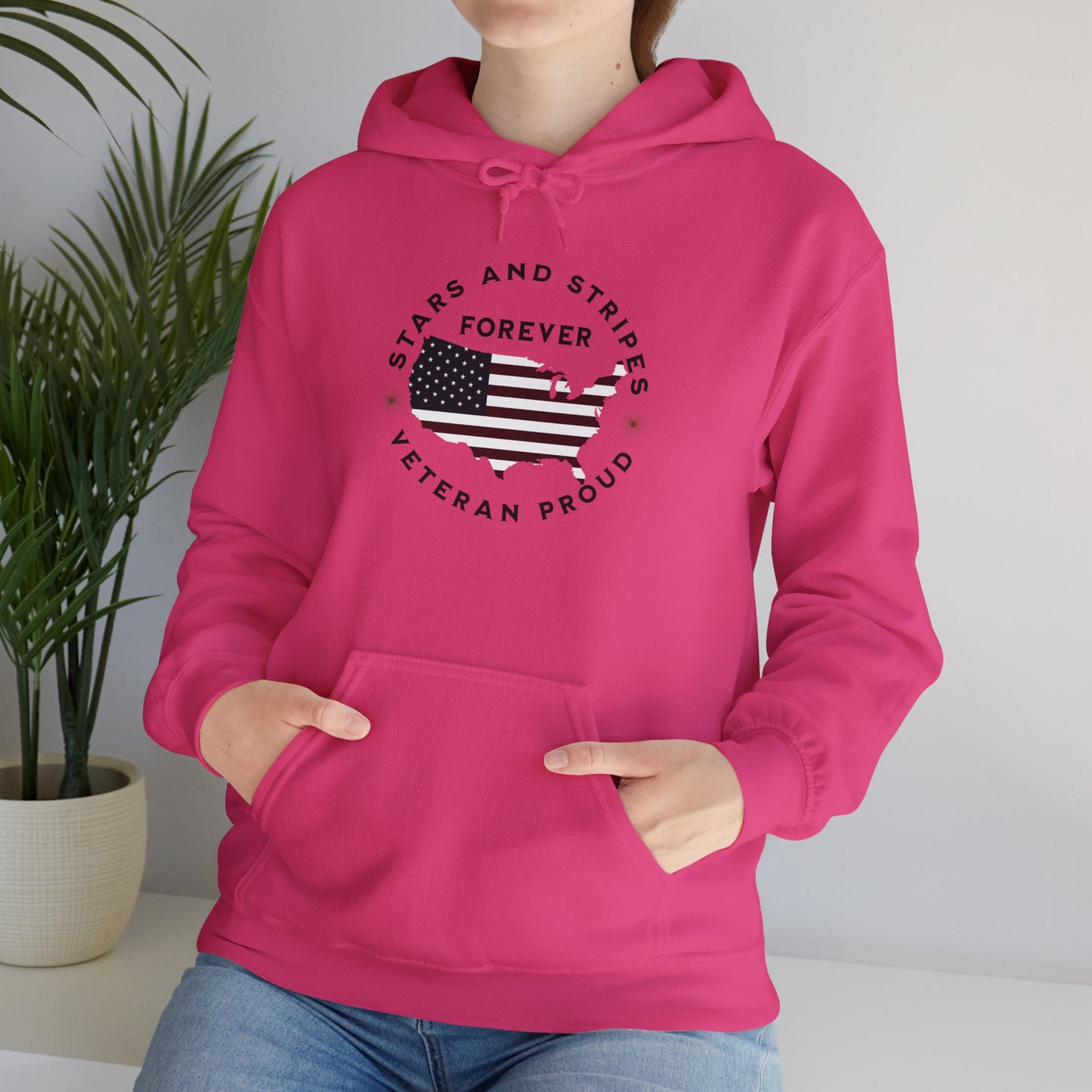 'Stars and Stripes Forever  -Veteran Proud-'  Unisex Heavy Blend™ Hooded Sweatshirt.