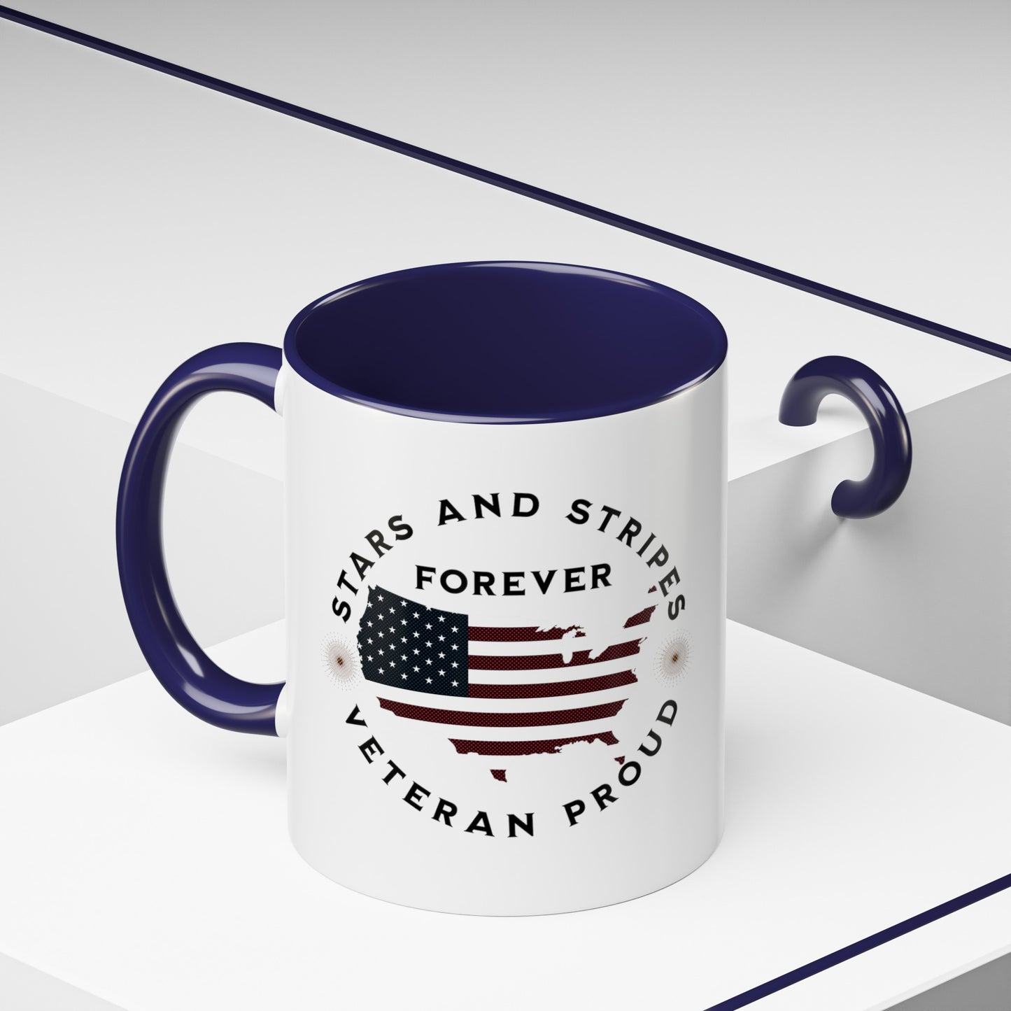 'Stars and Stripes Forever -Veteran Proud-' Accent Coffee Mug, 11oz