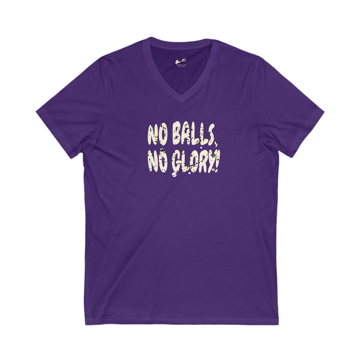 'No Balls, No Glory!' Unisex Jersey Short Sleeve V-Neck Tee.