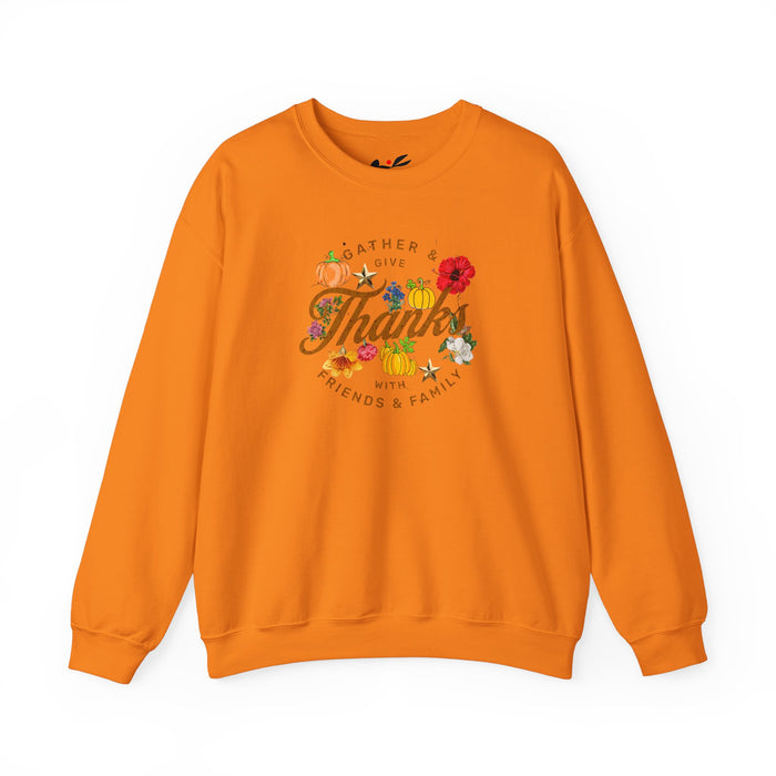 'Gather and Give Thanks with Friends and Family' Unisex Heavy Blend™ Crewneck Sweatshirt.