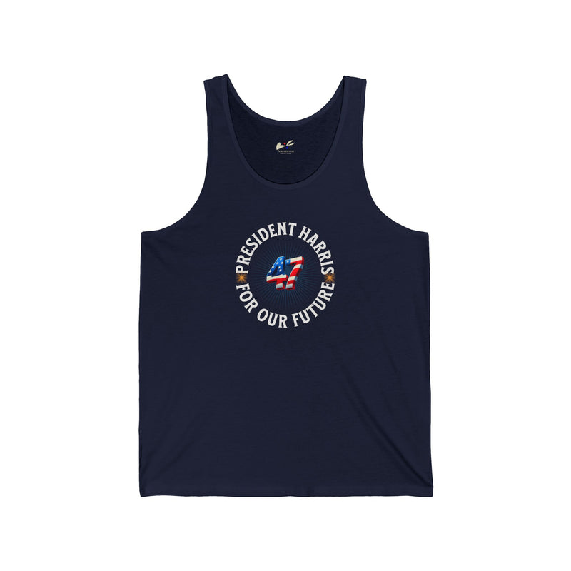 'President Harris -47- For Our Future' Unisex Jersey Tank.