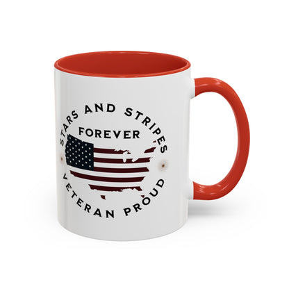 'Stars and Stripes Forever -Veteran Proud-' Accent Coffee Mug, 11oz