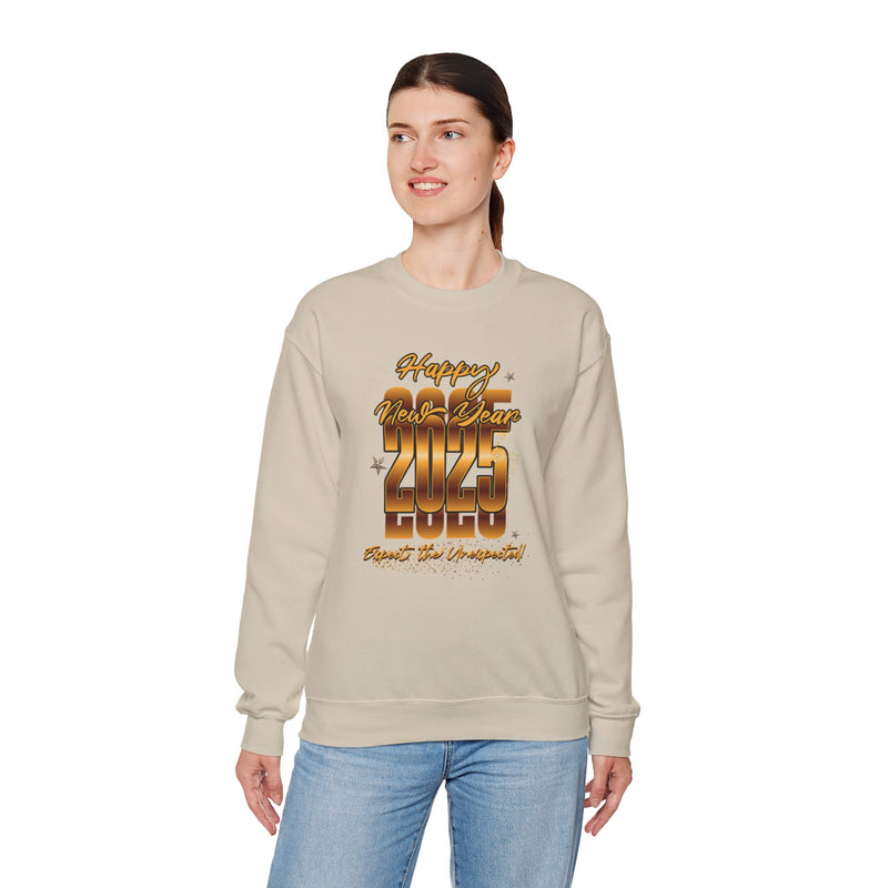 'Happy New Year's 2025, Expect the Unexpected' Sweatshirts Unisex Heavy Blend™ Crewneck Sweatshirt.