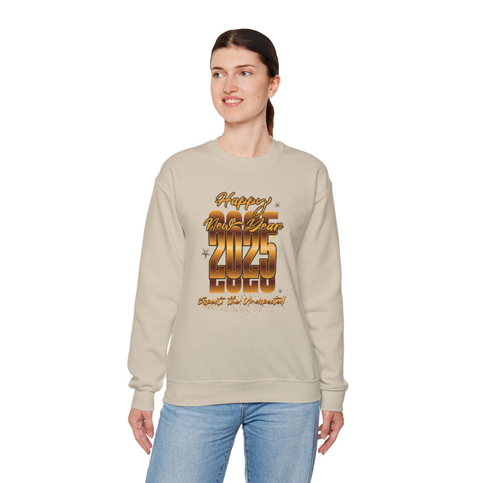 'Happy New Year's 2025, Expect the Unexpected' Sweatshirts Unisex Heavy Blend™ Crewneck Sweatshirt.