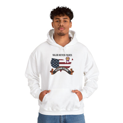 'Valor Never Fades, Veteran Strong' Unisex Heavy Blend™ Hooded Sweatshirt.