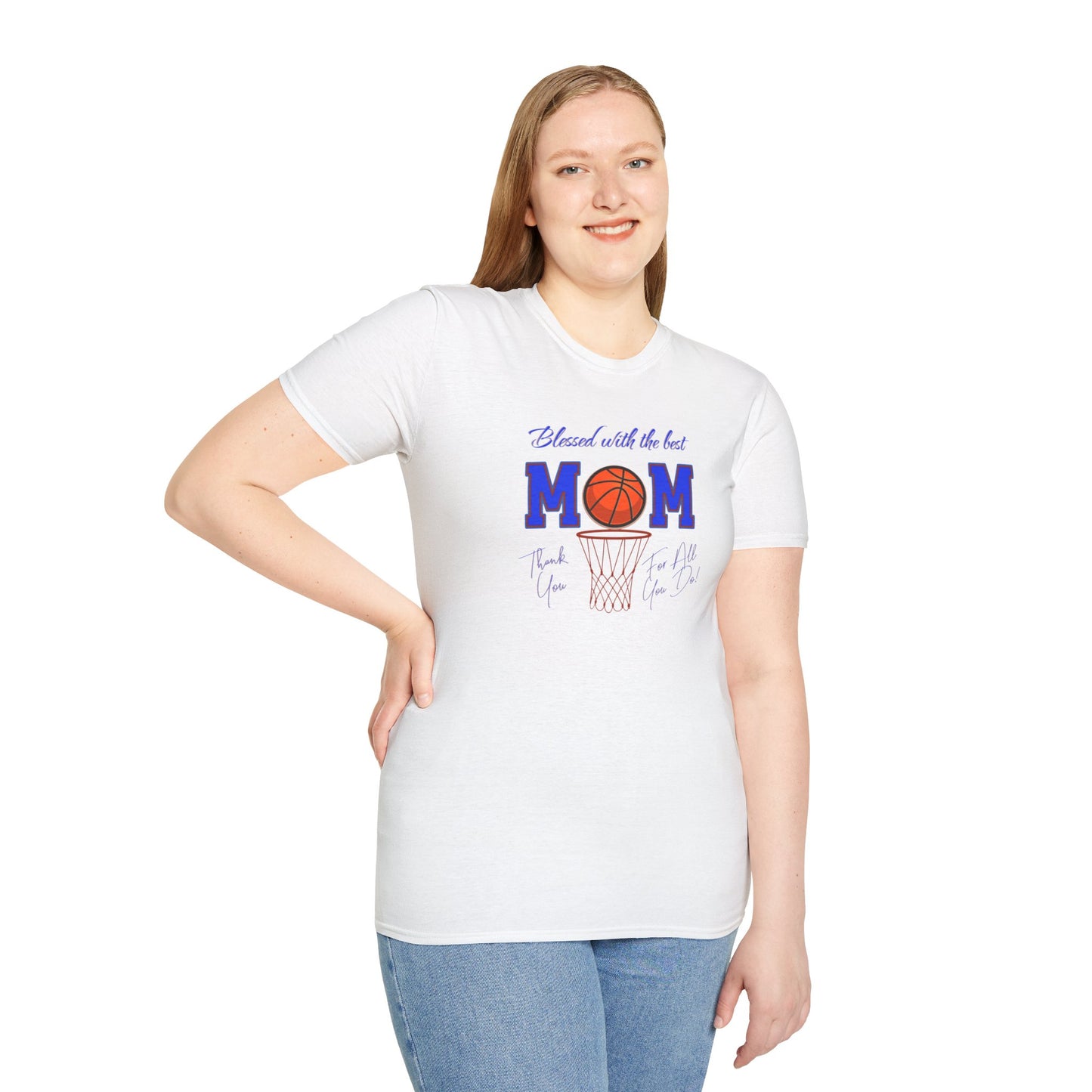 'Blessed with The Best Mom, Thank You For All You Do! Unisex Softstyle T-Shirt.