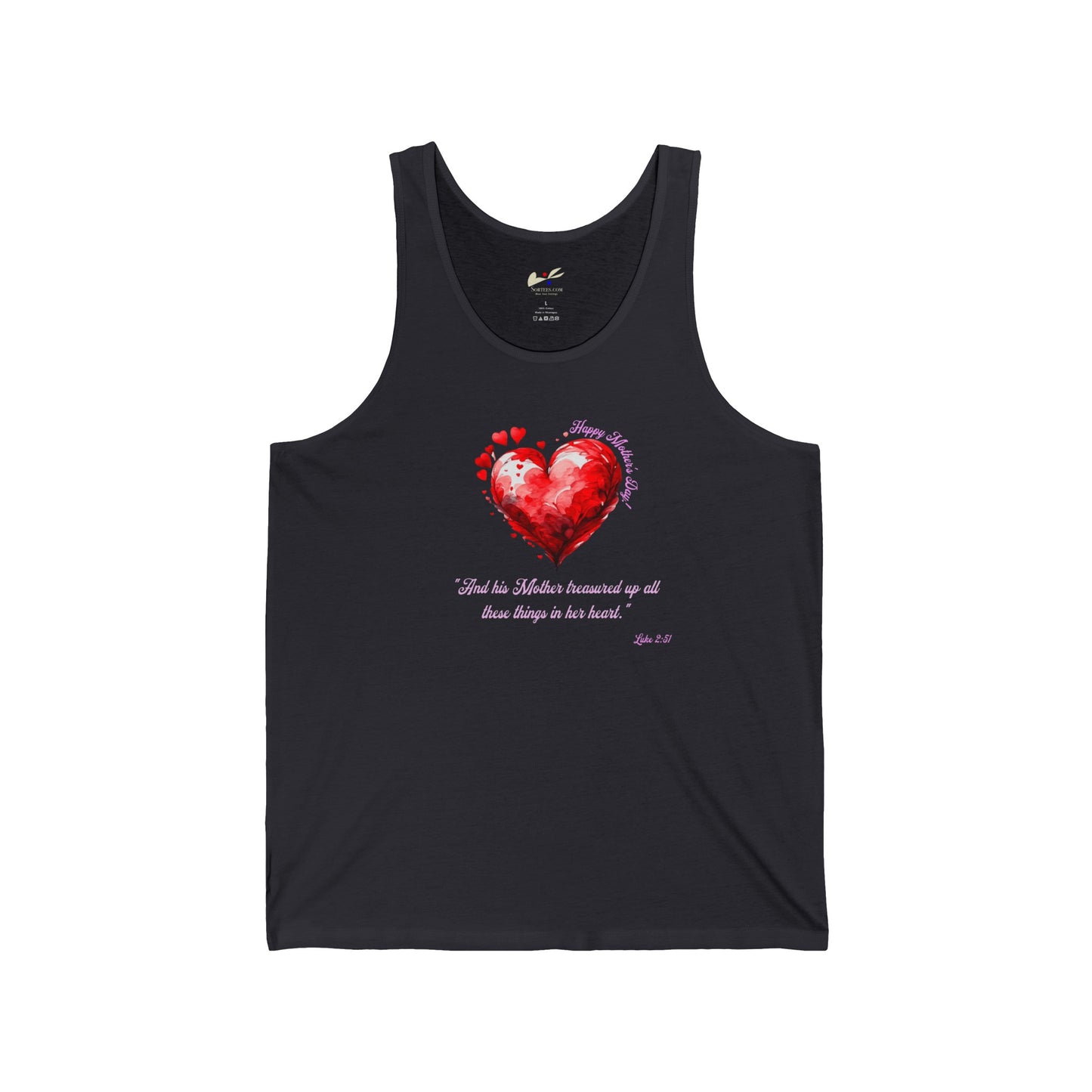 'Happy Mother's Day! "And His Mother Treasured Up All These Things In Her Heart"  Luke 2:51' Unisex Jersey Tank.