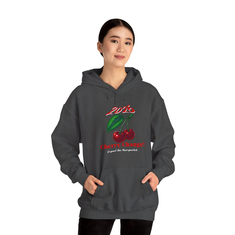 '2025 Cherry Change? Expect The Unexpected...' Unisex Heavy Blend™ Hooded Sweatshirt.
