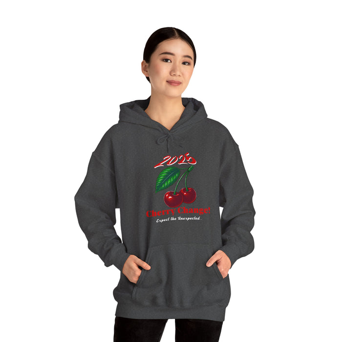 '2025 Cherry Change? Expect The Unexpected...' Unisex Heavy Blend™ Hooded Sweatshirt.