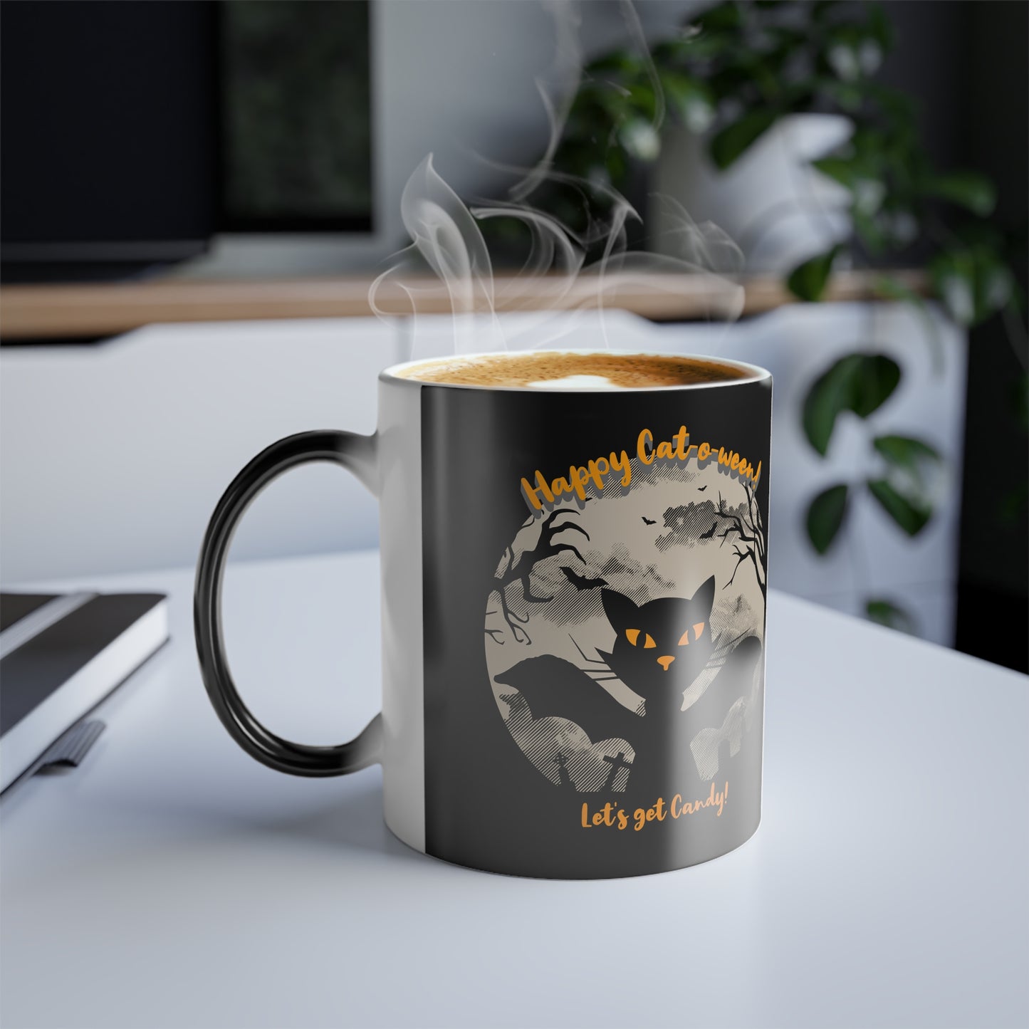 'Happy Cat-0-ween! Let's Get Candy! Color Morphing Mug, 11oz.