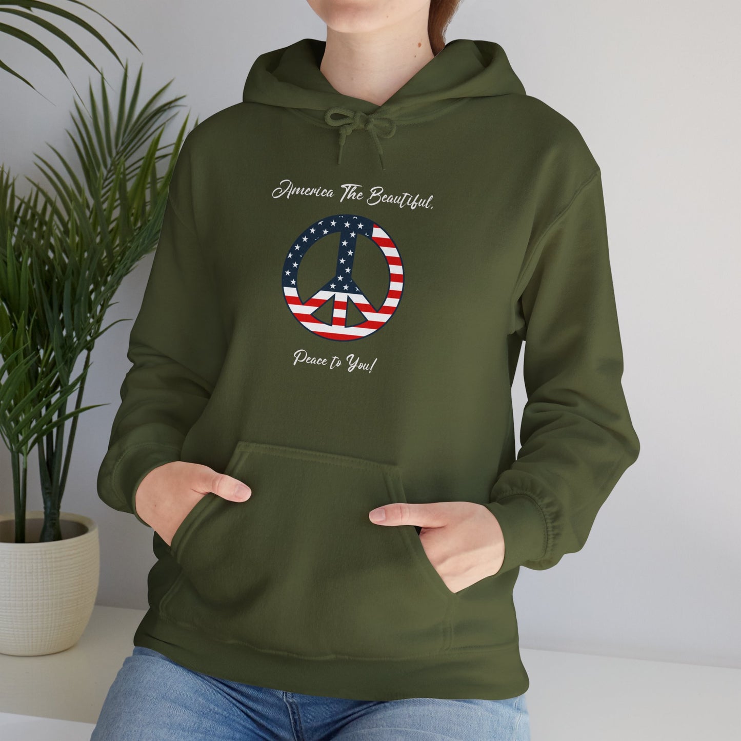 'America The Beautiful...Peace To You!' Unisex Heavy Blend™ Hooded Sweatshirt.