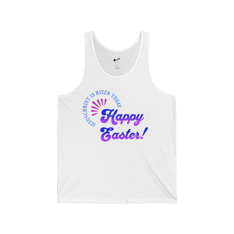 'JesusChrist is risen today...Happy Easter!' Unisex Jersey Tank.