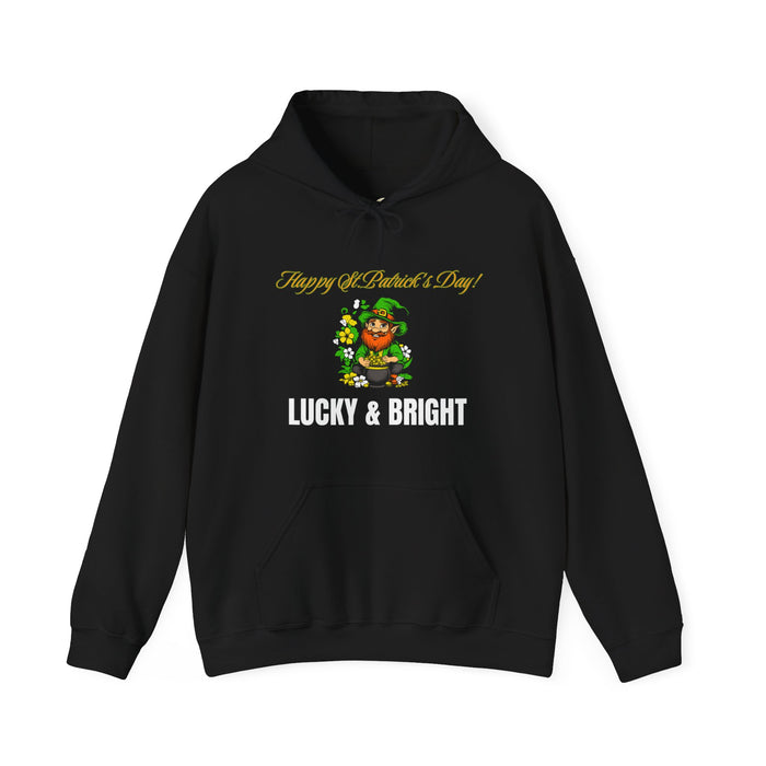 'Happy St. Patrick's Day! Lucky & Bright' Unisex Heavy Blend™ Hooded Sweatshirt.