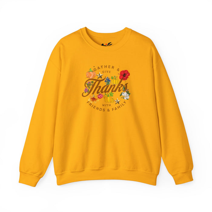 'Gather and Give Thanks with Friends and Family' Unisex Heavy Blend™ Crewneck Sweatshirt.