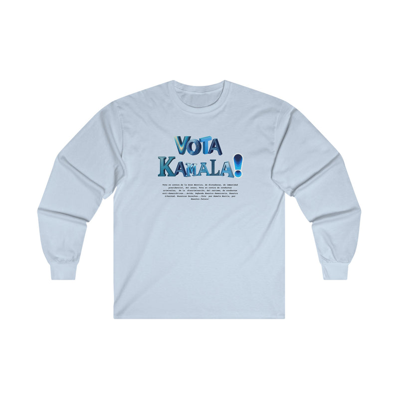 'Vota Kamala! Vota en contra de La Gran Mentira, de dictaduras, de immunidad presidencial, del acoso, Vota en contra de conductas criminales...'  Unisex Ultra Cotton Long Sleeve Tee