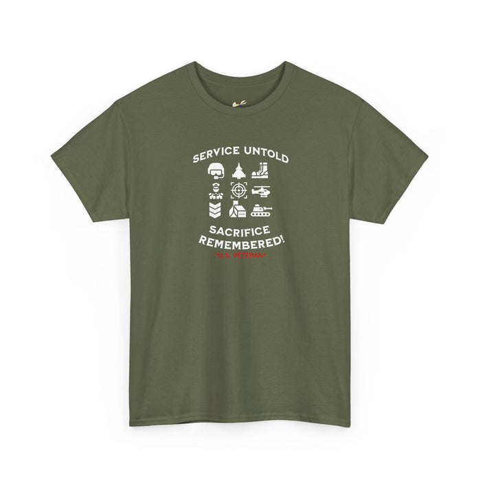 'Service Untold, Sacrifice Remembered! -U.S. Veteran-'  Unisex Cotton Tee.