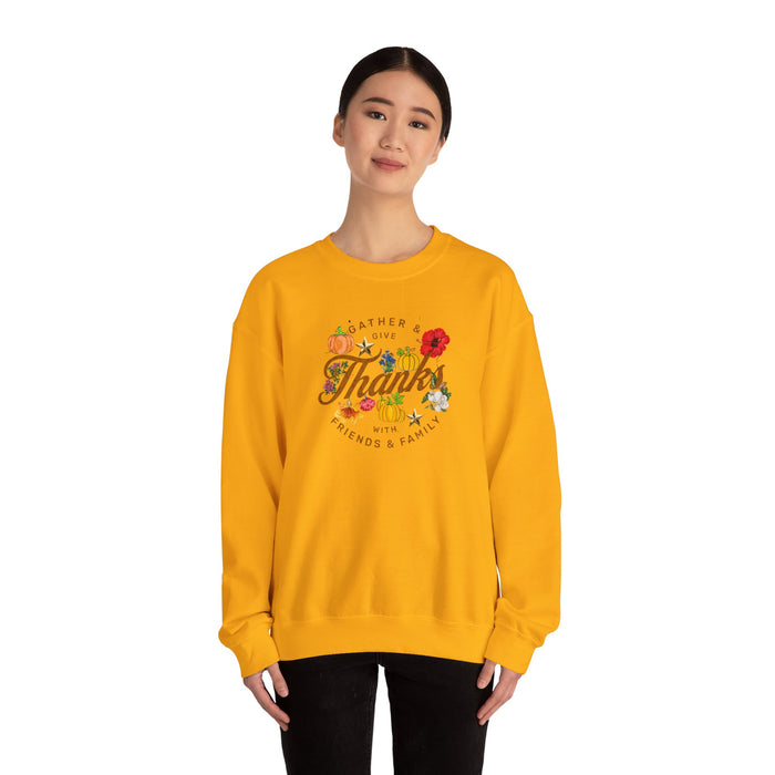 'Gather and Give Thanks with Friends and Family' Unisex Heavy Blend™ Crewneck Sweatshirt.