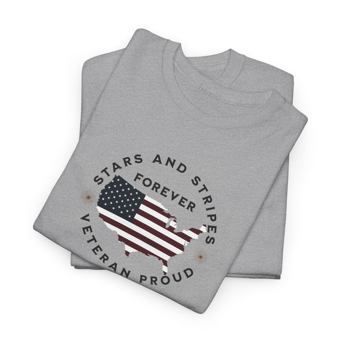 ' Stars and Stripes Forever -Veteran Proud-'. Unisex Heavy Cotton Tee.
