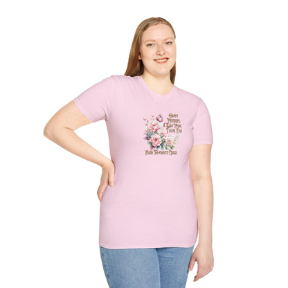 'Happy Mother's Day Mom, I love You! Your Favorite Child.' Unisex Softstyle T-Shirt.