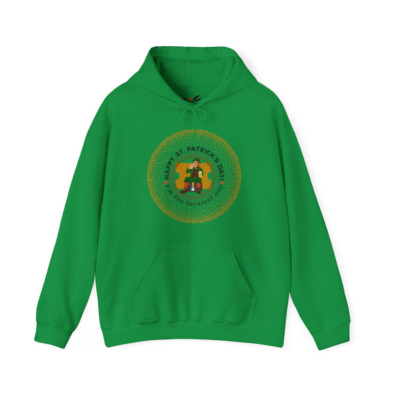 'Happy St. Patrick's Day! I am the luckiest one!' Unisex Heavy Blend™ Hooded Sweatshirt.