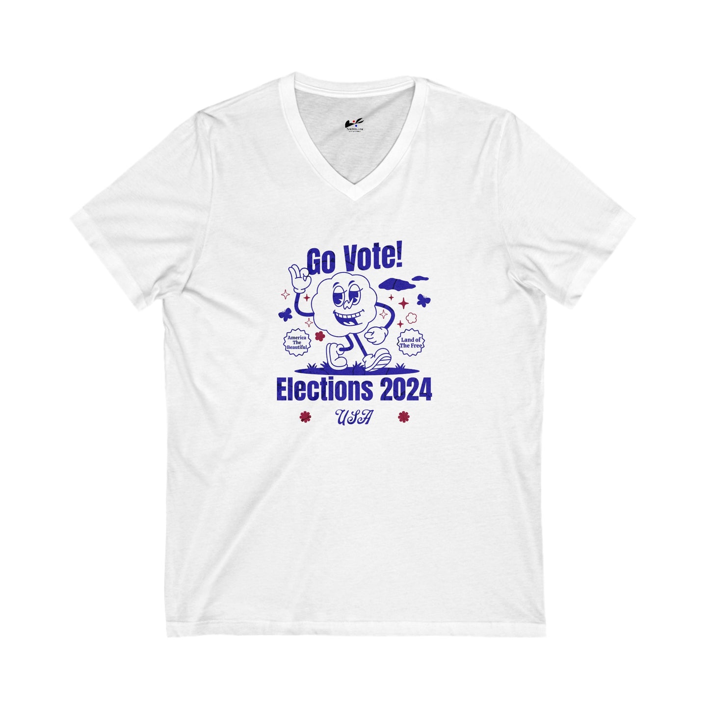 'Go Vote! Elections 2024 *USA*'  Unisex Jersey Short Sleeve V-Neck Tee.