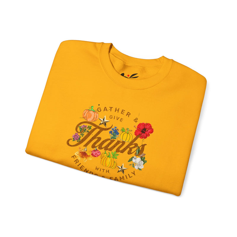 'Gather and Give Thanks with Friends and Family' Unisex Heavy Blend™ Crewneck Sweatshirt.