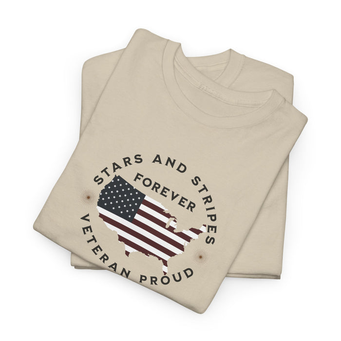 ' Stars and Stripes Forever -Veteran Proud-'. Unisex Heavy Cotton Tee.